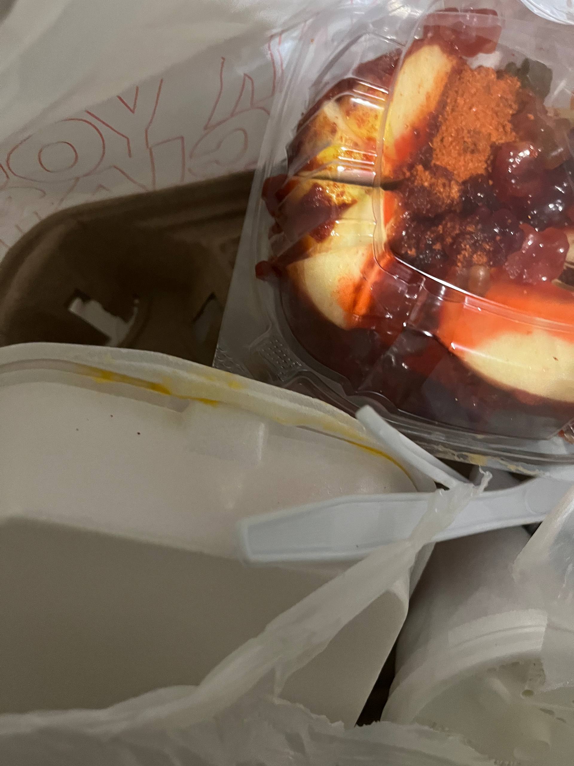 Fruit cup with chamoy and toppings