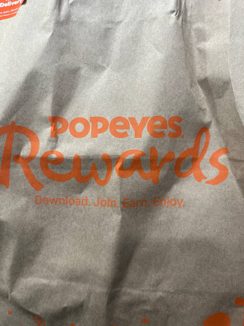 Popeyes delivery bag